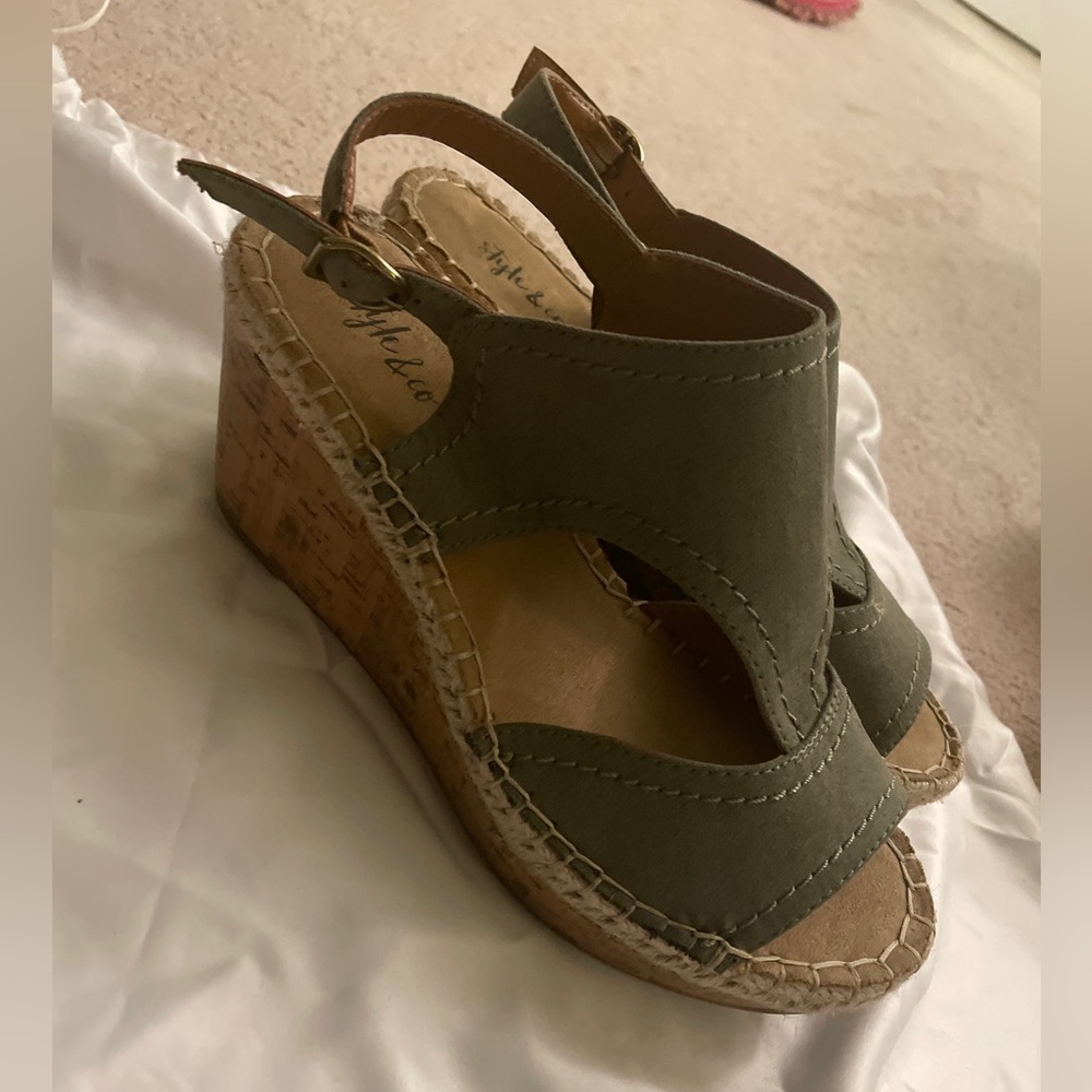 Olive Green Wedge Sandals